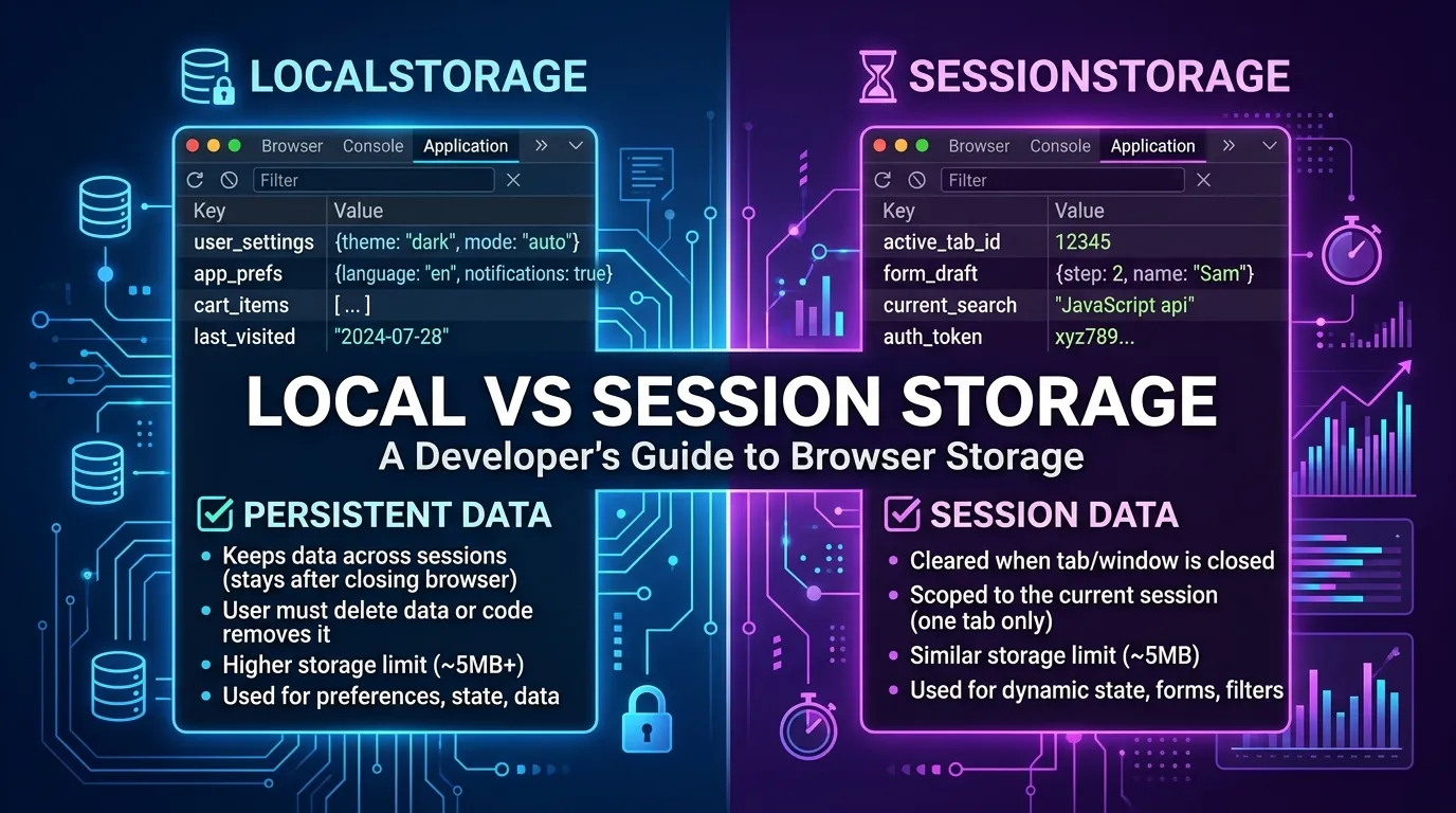 Web Storage APIs LocalStorage vs SessionStorage Complete Guide